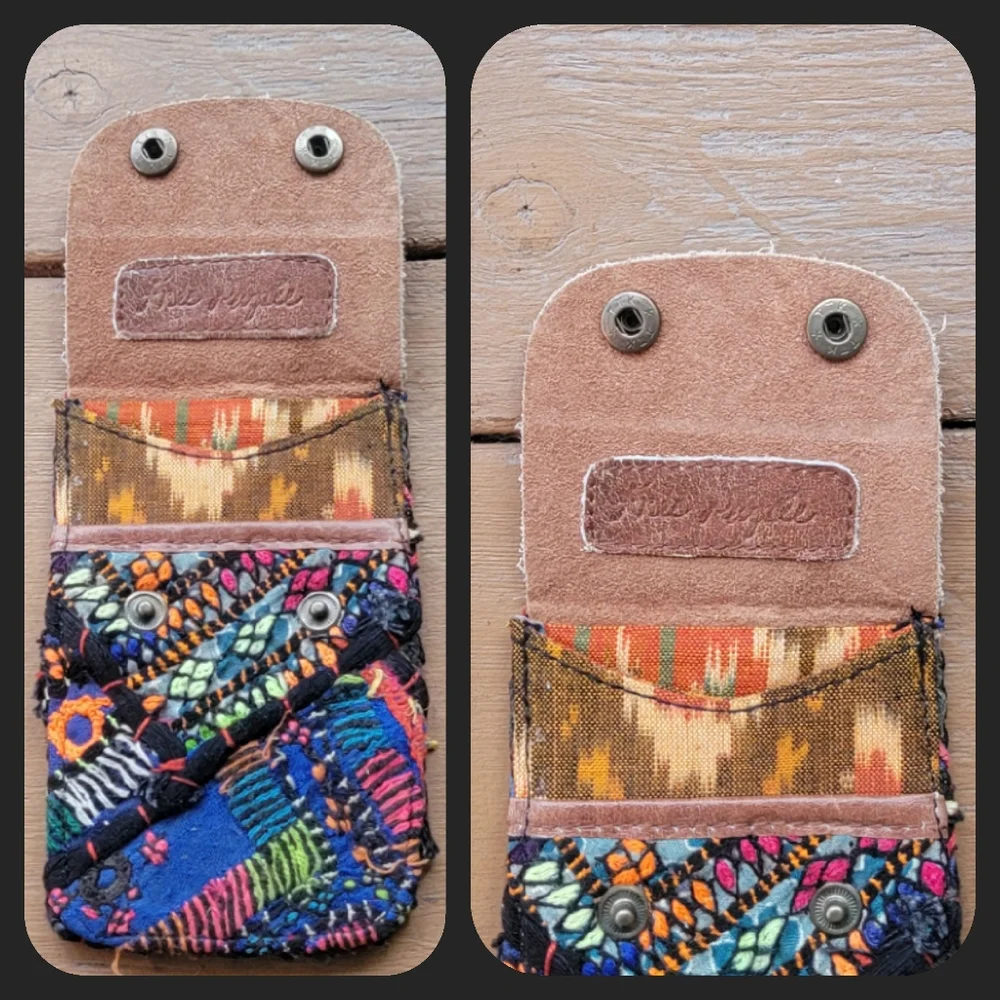 🍄🪬 Free People Boho Embroidered Repurposed vtg banjara hippie Wallet card case